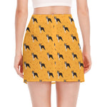 Yellow Boston Terrier Pattern Print Side Slit Mini Skirt