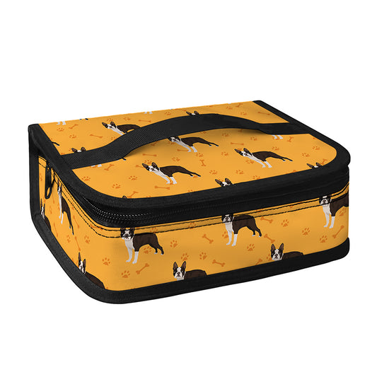 Yellow Boston Terrier Pattern Print Small Lunch Bag