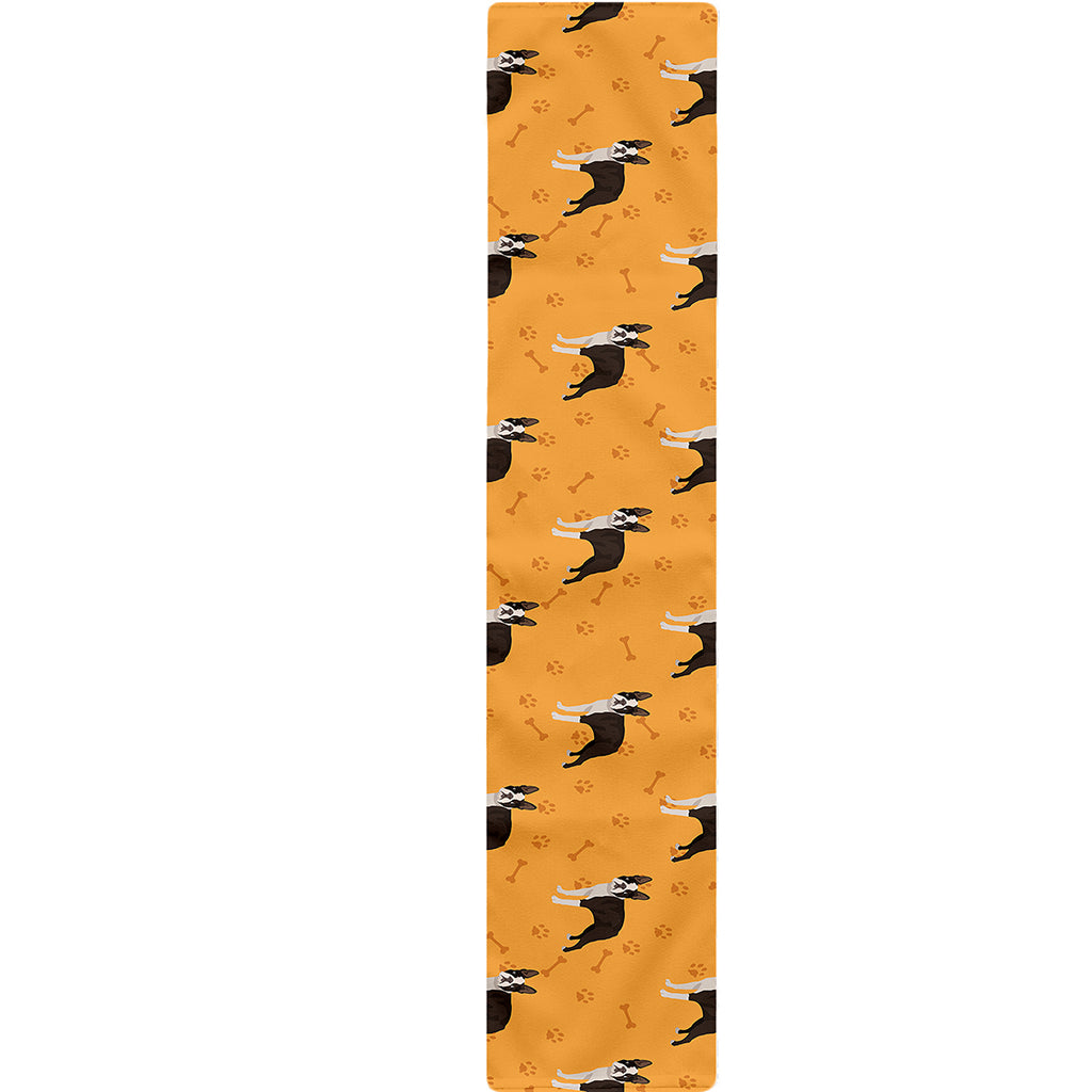 Yellow Boston Terrier Pattern Print Table Runner