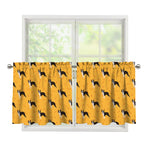 Yellow Boston Terrier Pattern Print Tier Curtains