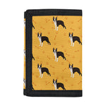 Yellow Boston Terrier Pattern Print Trifold Wallet