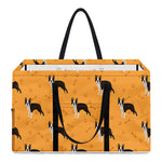 Yellow Boston Terrier Pattern Print Utility Tote Bag