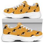 Yellow Boston Terrier Pattern Print White Chunky Shoes