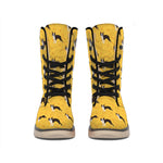 Yellow Boston Terrier Pattern Print Winter Boots