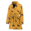 Yellow Boston Terrier Pattern Print Women's Bathrobe