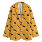 Yellow Boston Terrier Pattern Print Women's Blazer