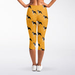 Yellow Boston Terrier Pattern Print Women's Capri Leggings