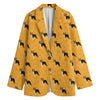 Yellow Boston Terrier Pattern Print Women's Cotton Blazer