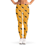 Yellow Boston Terrier Pattern Print Women's Leggings