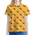 Yellow Boston Terrier Pattern Print Women's Polo Shirt