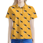 Yellow Boston Terrier Pattern Print Women's Polo Shirt