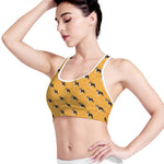 Yellow Boston Terrier Pattern Print Women's Sports Bra