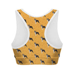 Yellow Boston Terrier Pattern Print Women's Sports Bra