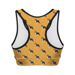 Yellow Boston Terrier Pattern Print Women's Sports Bra