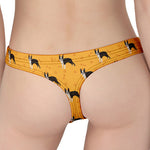 Yellow Boston Terrier Pattern Print Women's Thong