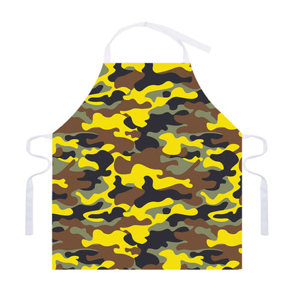Yellow Brown And Black Camouflage Print Adjustable Apron