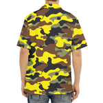 Yellow Brown And Black Camouflage Print Aloha Shirt