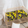 Yellow Brown And Black Camouflage Print Baby Crib Sheet