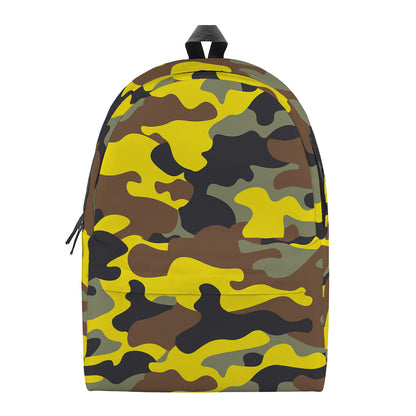 Yellow Brown And Black Camouflage Print Backpack