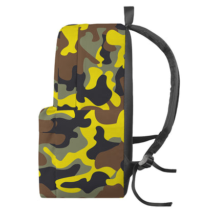 Yellow Brown And Black Camouflage Print Backpack