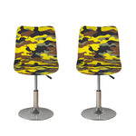 Yellow Brown And Black Camouflage Print Bar Stool Covers