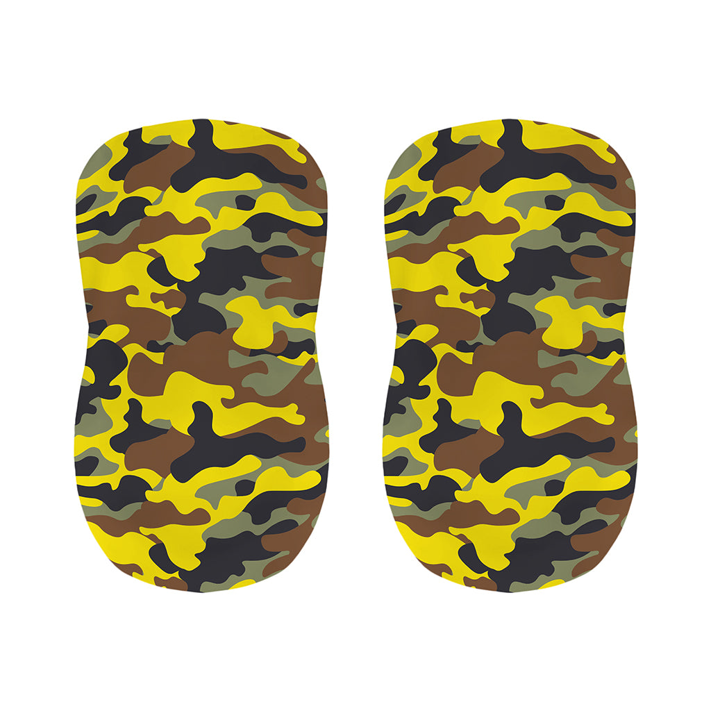 Yellow Brown And Black Camouflage Print Bar Stool Covers