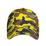 Yellow Brown And Black Camouflage Print Baseball Cap