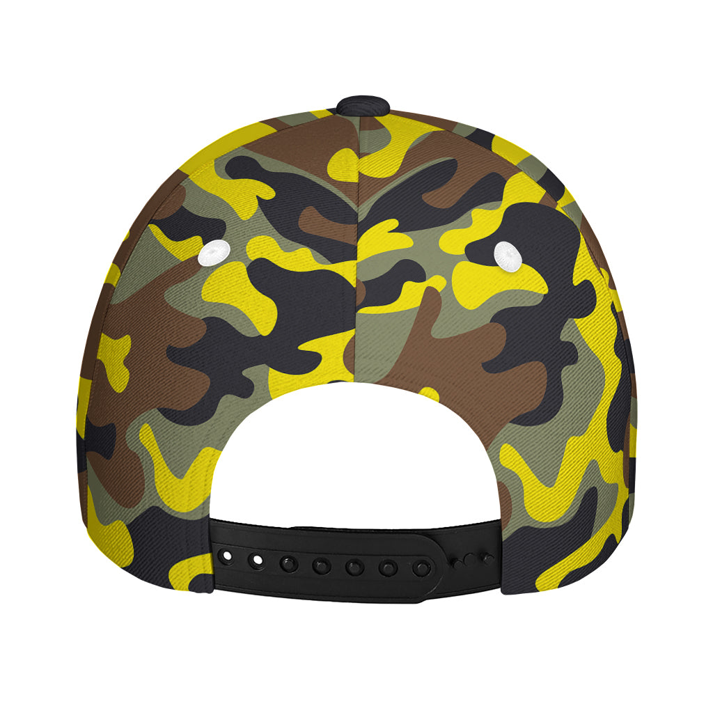 Yellow Brown And Black Camouflage Print Baseball Cap