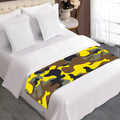 Yellow Brown And Black Camouflage Print Bed Runner