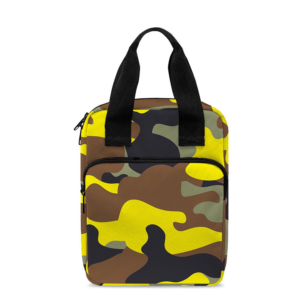 Yellow Brown And Black Camouflage Print Bible Tote Bag