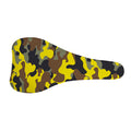 Yellow Brown And Black Camouflage Print Bicycle Seat Cover