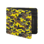 Yellow Brown And Black Camouflage Print Bifold Wallet