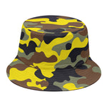 Yellow Brown And Black Camouflage Print Bucket Hat