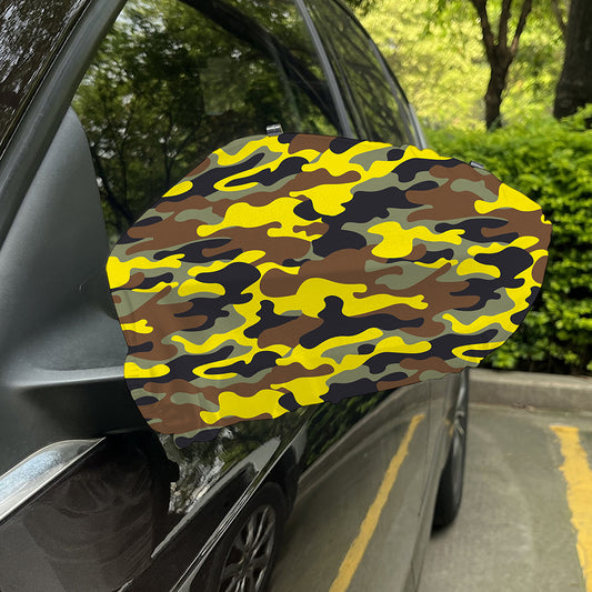 Yellow Brown And Black Camouflage Print Car Side Mirror Covers