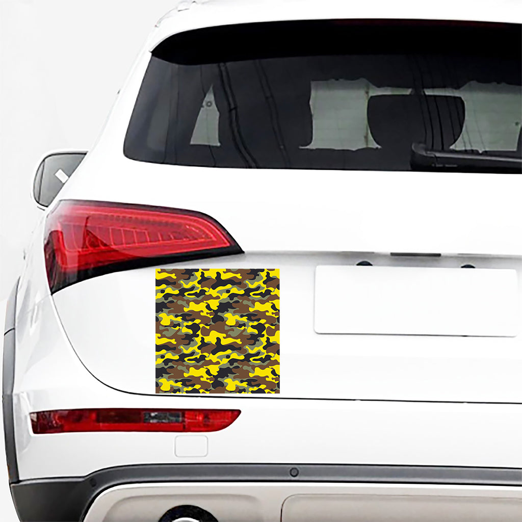 Yellow Brown And Black Camouflage Print Car Sticker