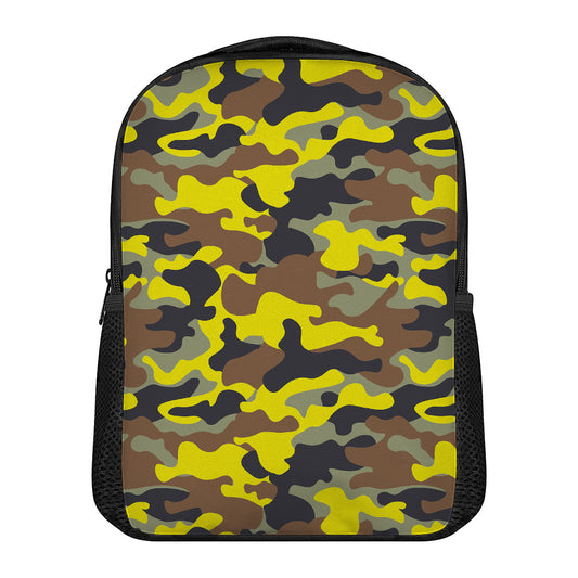 Yellow Brown And Black Camouflage Print Casual Backpack