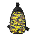 Yellow Brown And Black Camouflage Print Chest Bag