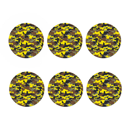 Yellow Brown And Black Camouflage Print Coaster Set