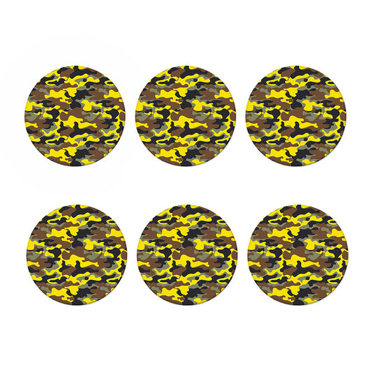 Yellow Brown And Black Camouflage Print Coaster Set