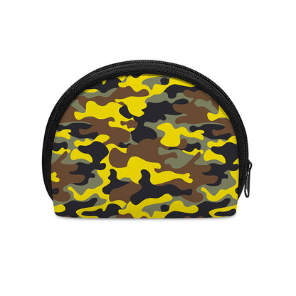 Yellow Brown And Black Camouflage Print Coin Purse
