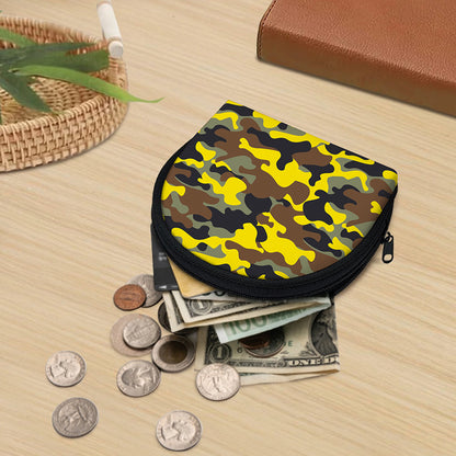 Yellow Brown And Black Camouflage Print Coin Purse