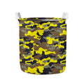 Yellow Brown And Black Camouflage Print Collapsible Laundry Basket