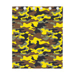 Yellow Brown And Black Camouflage Print Curtain