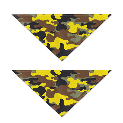 Yellow Brown And Black Camouflage Print Dog Bandana