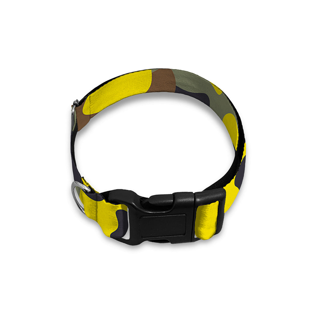 Yellow Brown And Black Camouflage Print Dog Collar