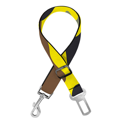 Yellow Brown And Black Camouflage Print Dog Seat Belt