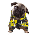 Yellow Brown And Black Camouflage Print Dog Zip Up Hoodie