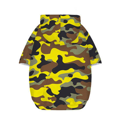 Yellow Brown And Black Camouflage Print Dog Zip Up Hoodie