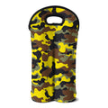 Yellow Brown And Black Camouflage Print Double Neoprene Wine Tote