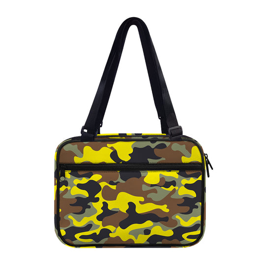 Yellow Brown And Black Camouflage Print Double Strap Bible Bag